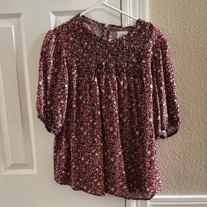 Knox Rose Pink and Black Floral Blouse